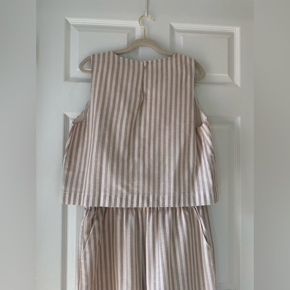 Wishlist Beige & White Striped Cotton Wide-Leg Two Piece Pant Set (Large) - Picture 9 of 12